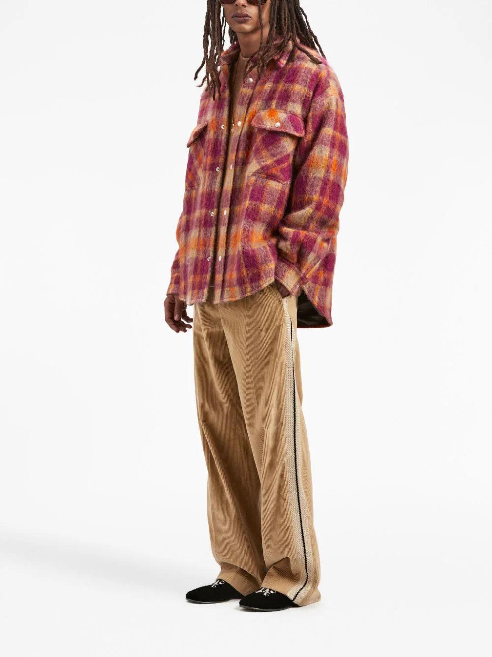 PALM ANGELS Brushed Wool Check Overshirt