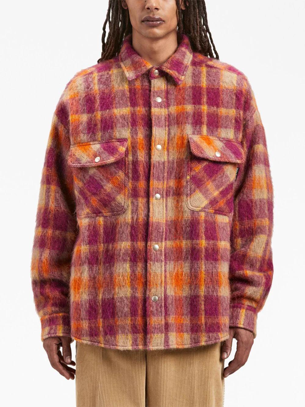 PALM ANGELS Brushed Wool Check Overshirt