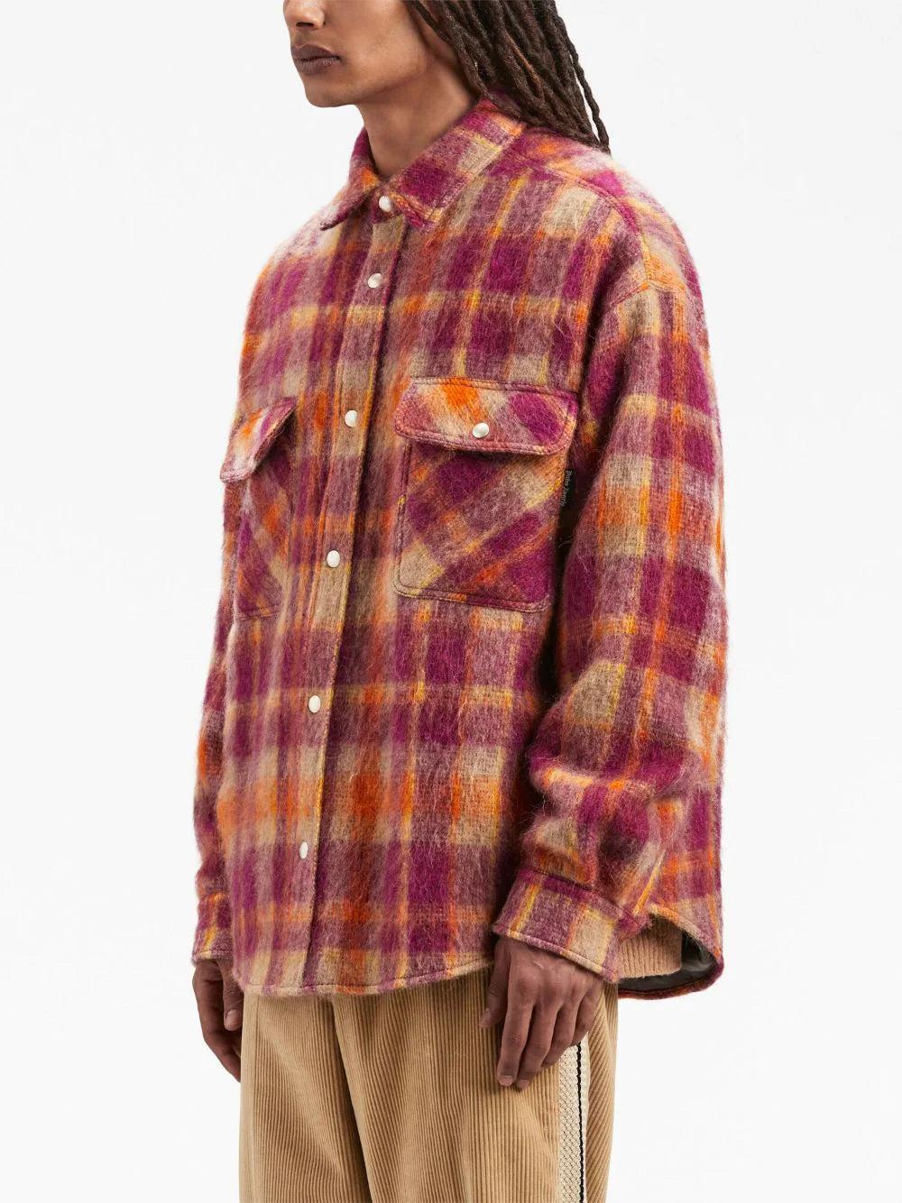 PALM ANGELS Brushed Wool Check Overshirt