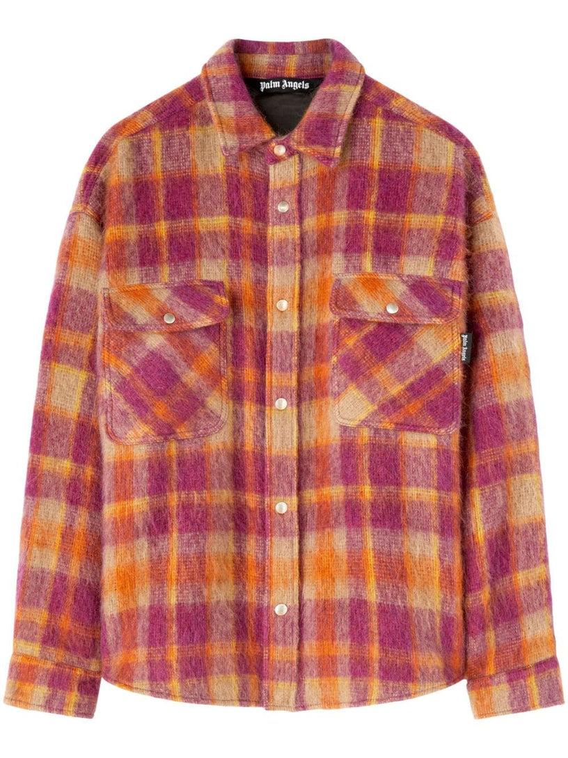 PALM ANGELS Brushed wool check overshirt