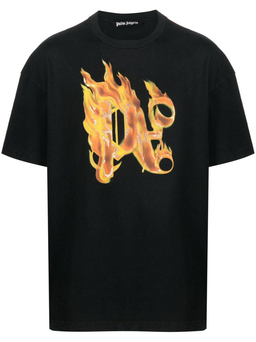 PALM ANGELS Burning monogram t-shirt