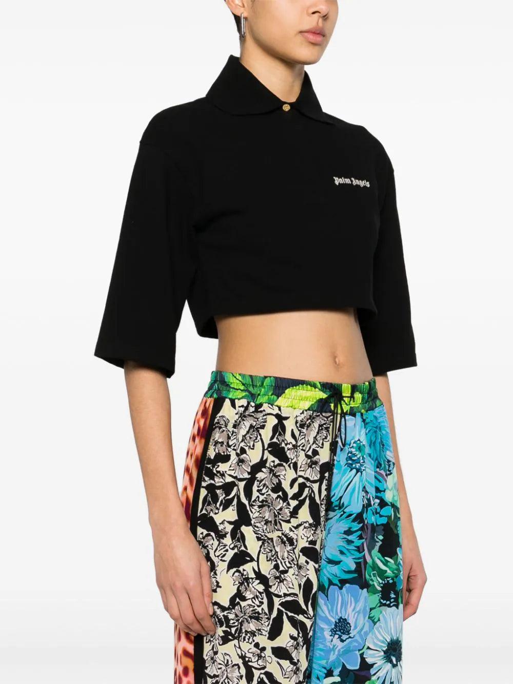 PALM ANGELS Cropped Polo Shirt With Logo