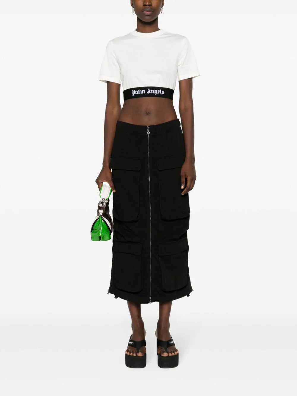 PALM ANGELS Cropped T-shirt With Logo Band