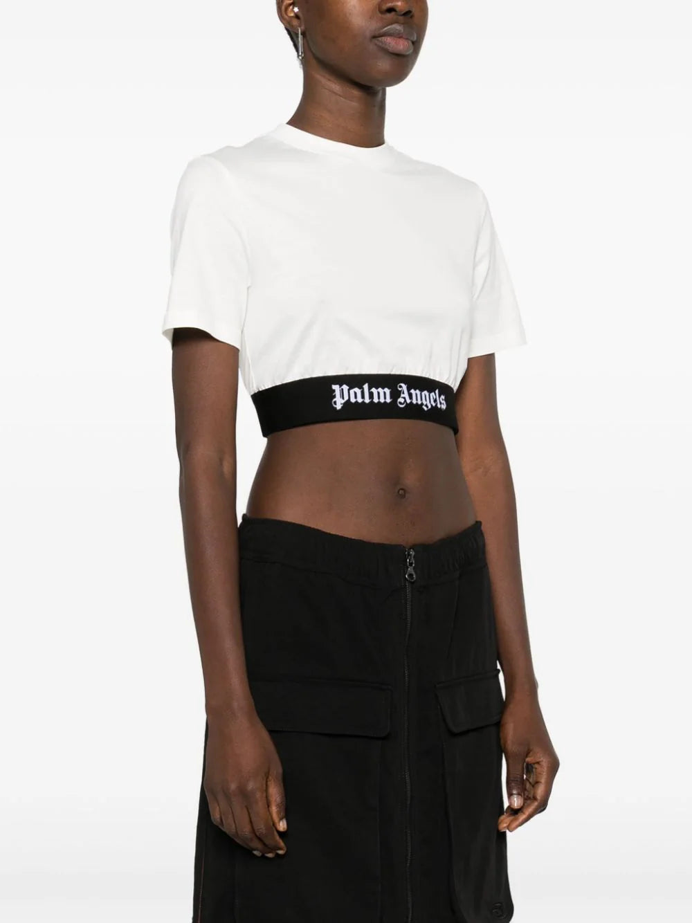 PALM ANGELS Cropped T-shirt With Logo Band