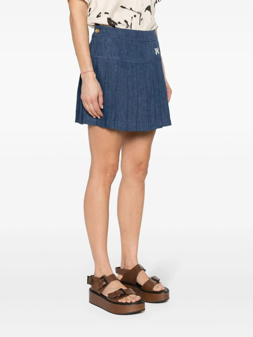 PALM ANGELS Logo-embroidered Pleated Skirt