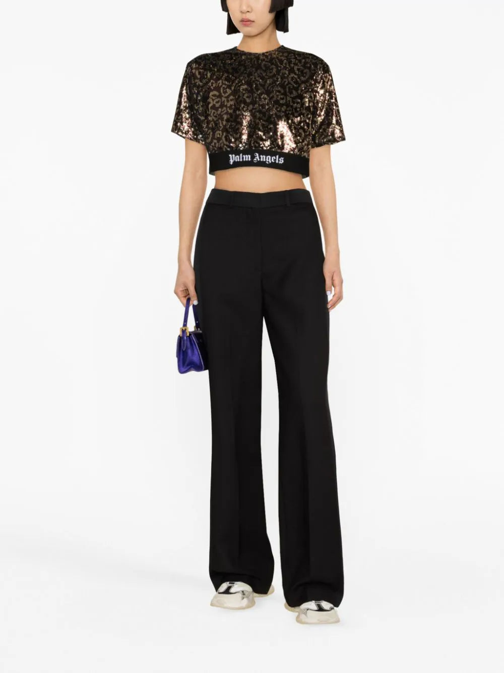 PALM ANGELS Logo Tape Sequins Top