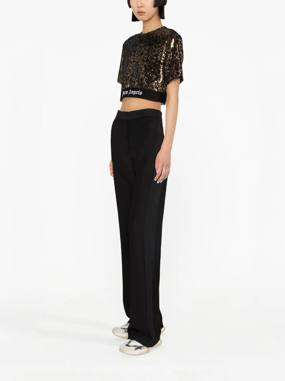 PALM ANGELS Logo Tape Sequins Top