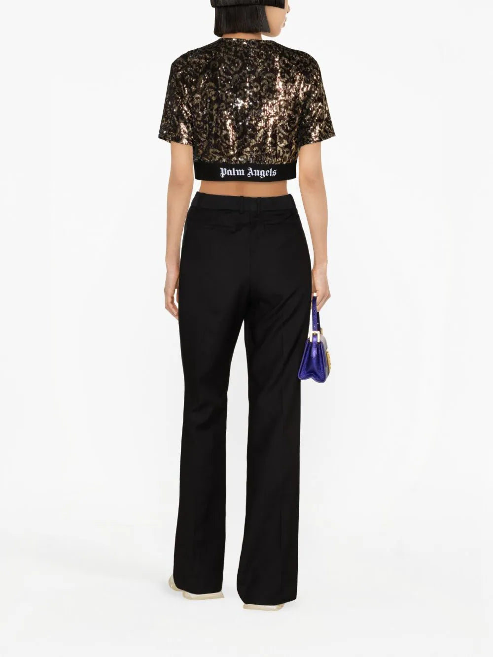PALM ANGELS Logo Tape Sequins Top