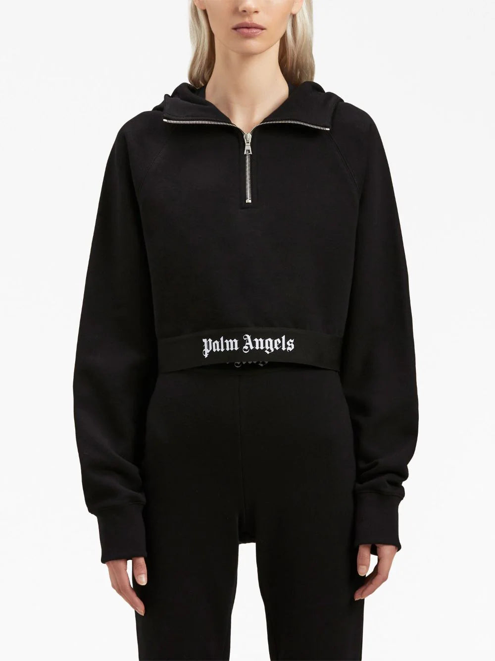 PALM ANGELS Logo Tape Zipped Hoodie