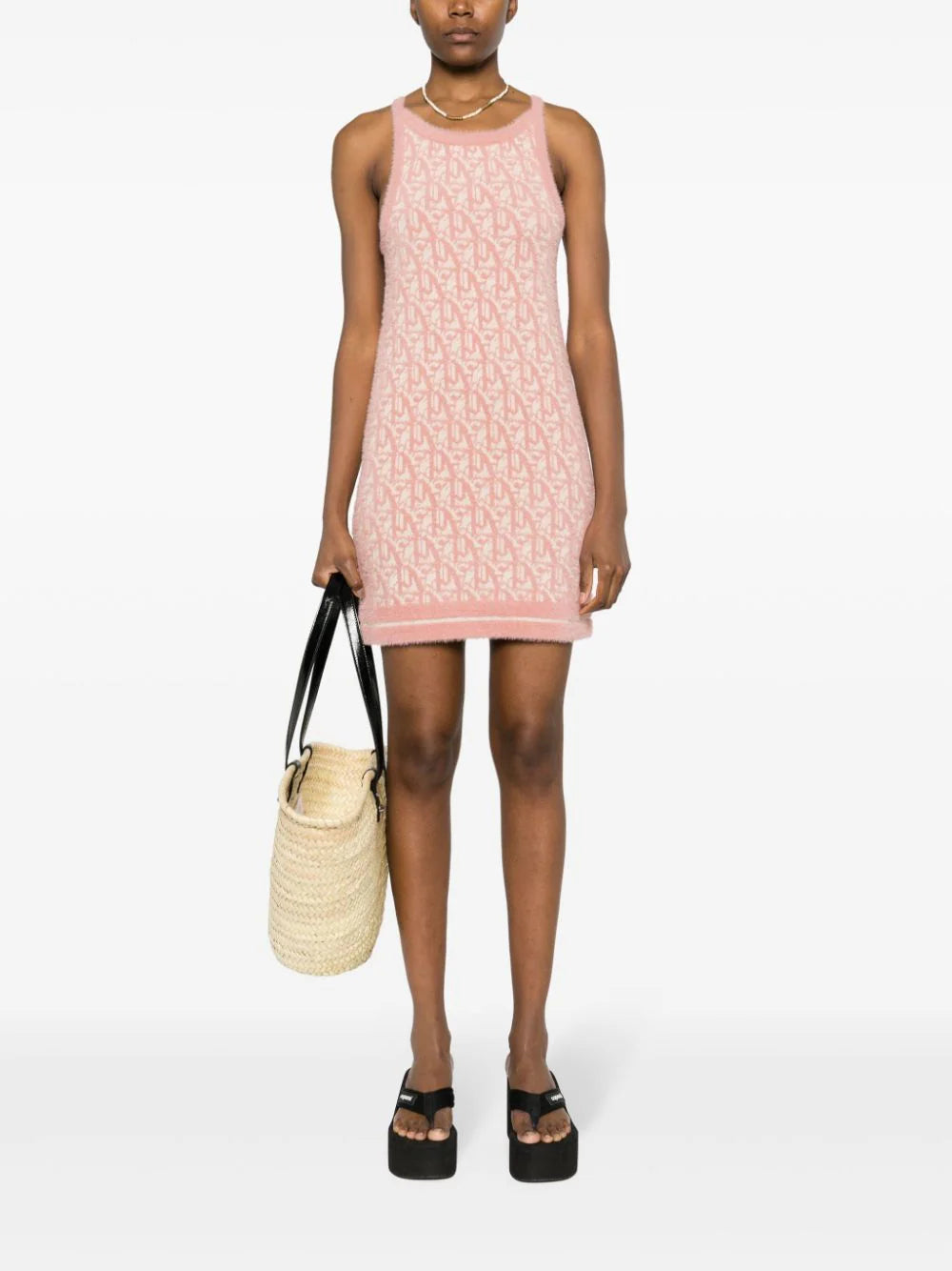 PALM ANGELS Monogram Knit Dress With Back Neckline