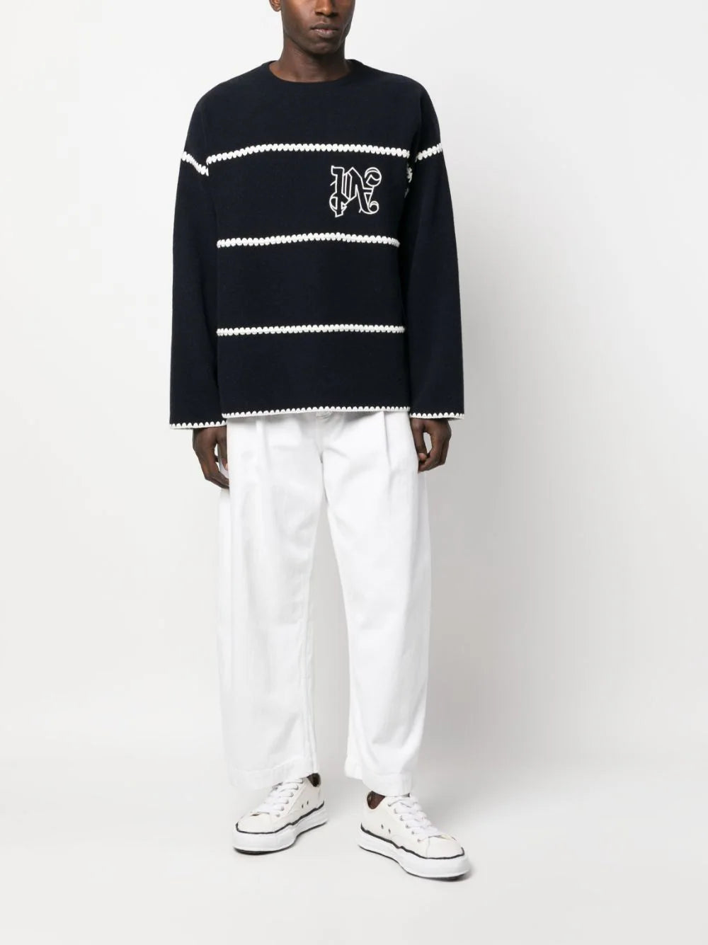 PALM ANGELS Monogram Striped Sweater