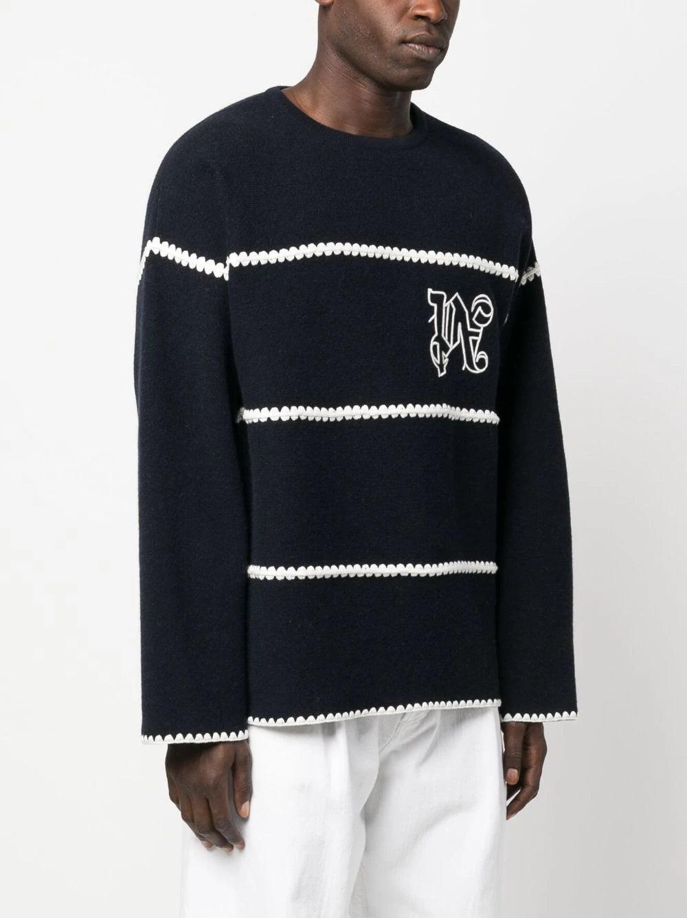 PALM ANGELS Monogram Striped Sweater