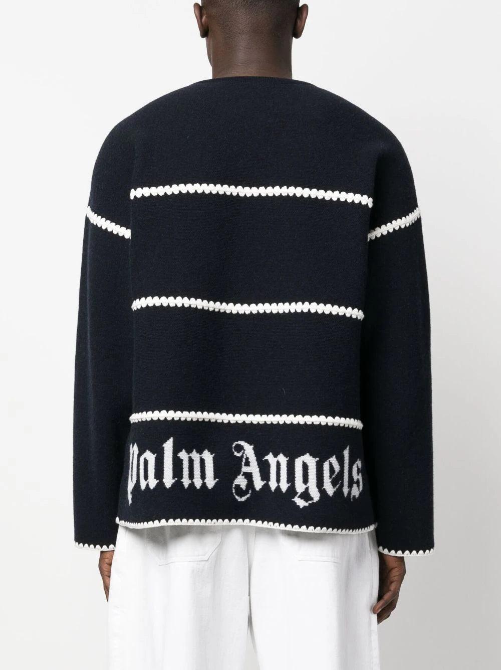 PALM ANGELS Monogram Striped Sweater