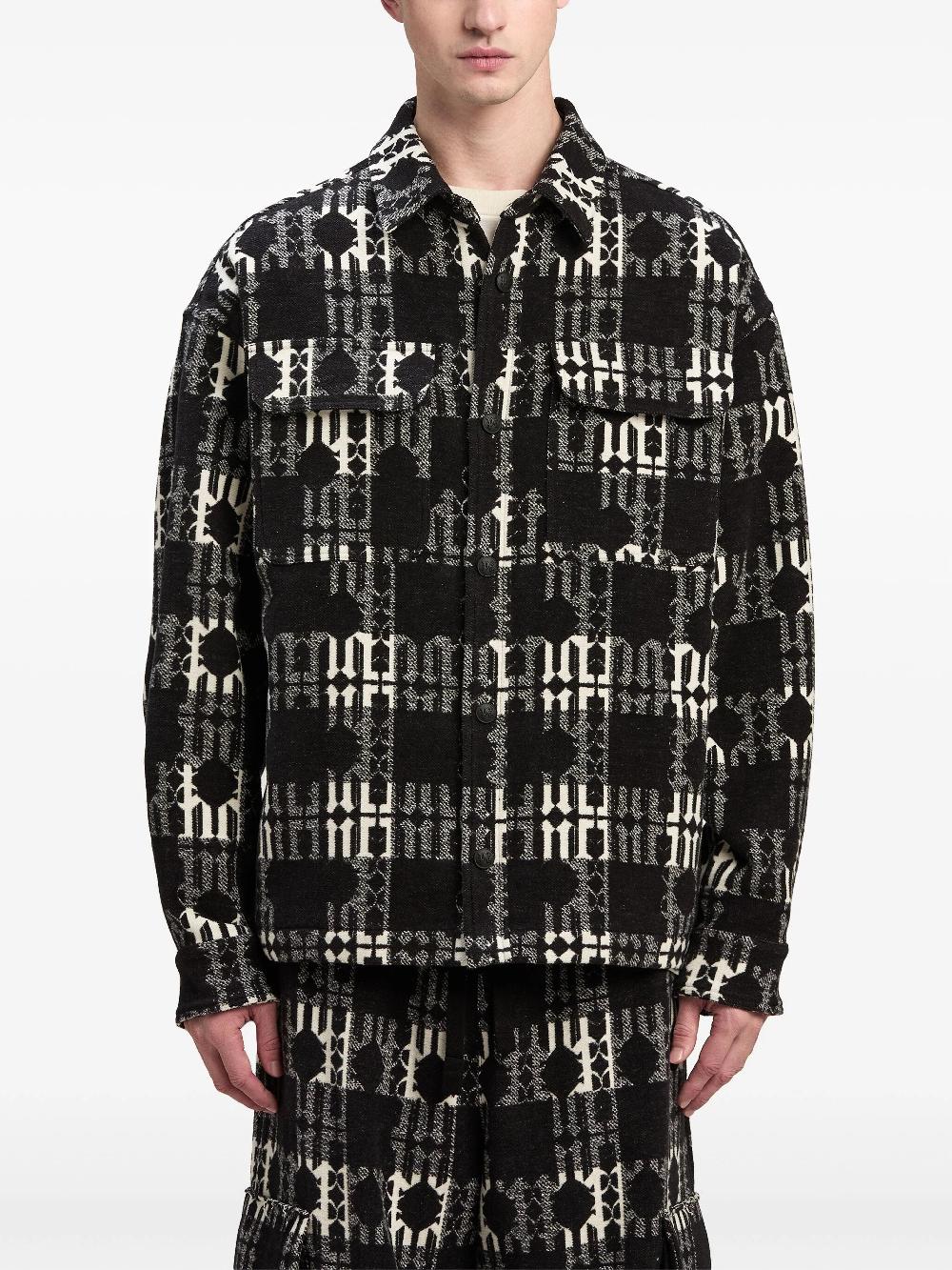 PALM ANGELS Overshirt In Check Monogram