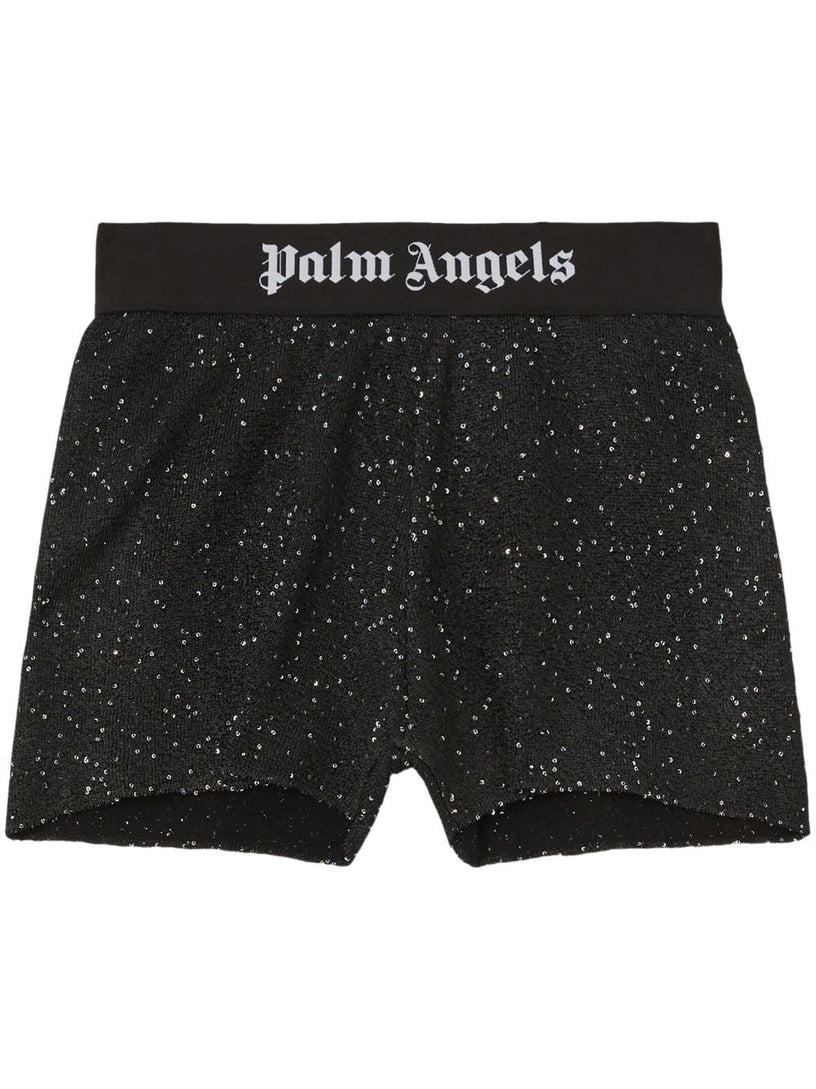 PALM ANGELS Soiree knit logo shorts