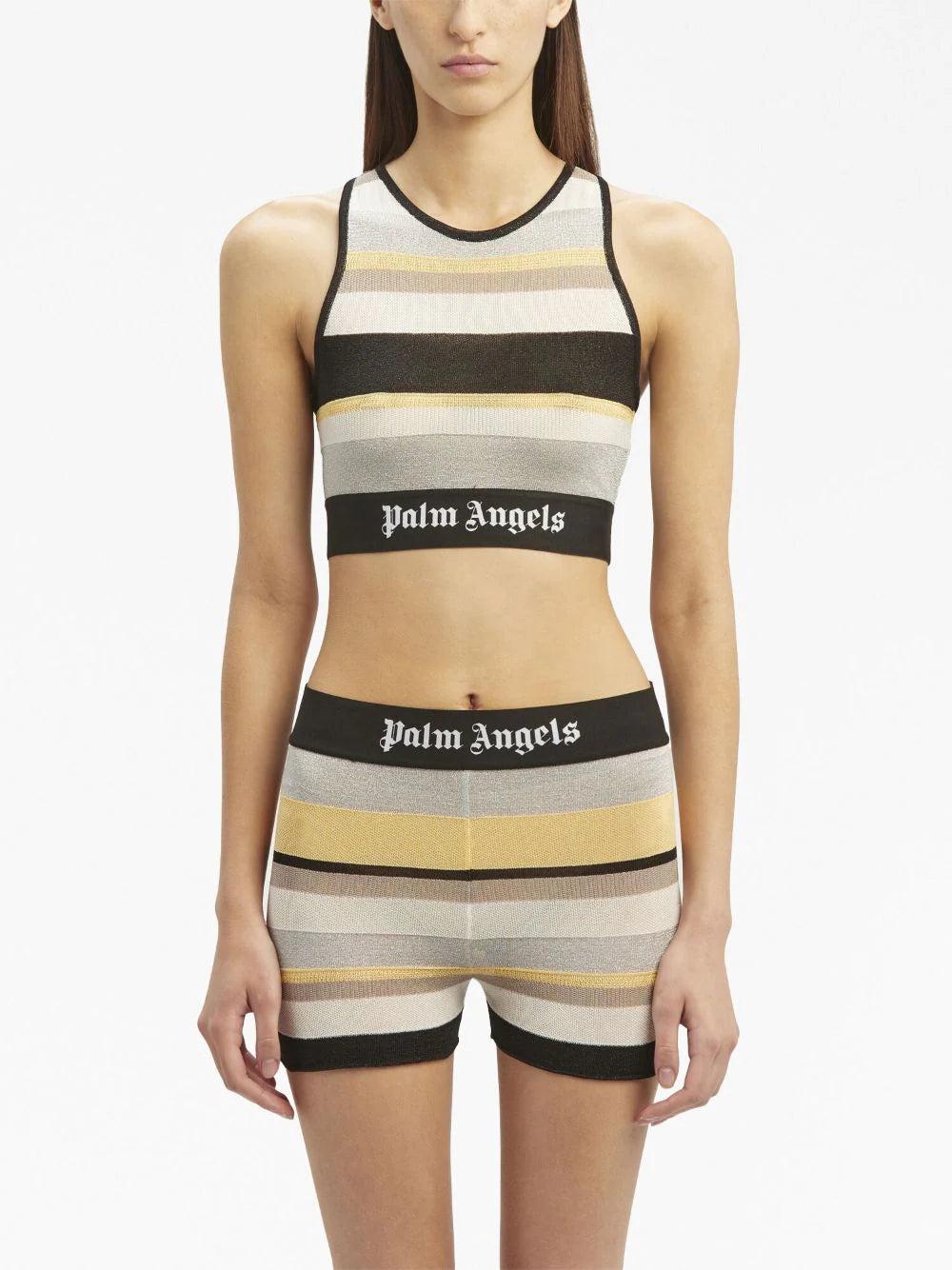 PALM ANGELS Striped Lurex Logo Top