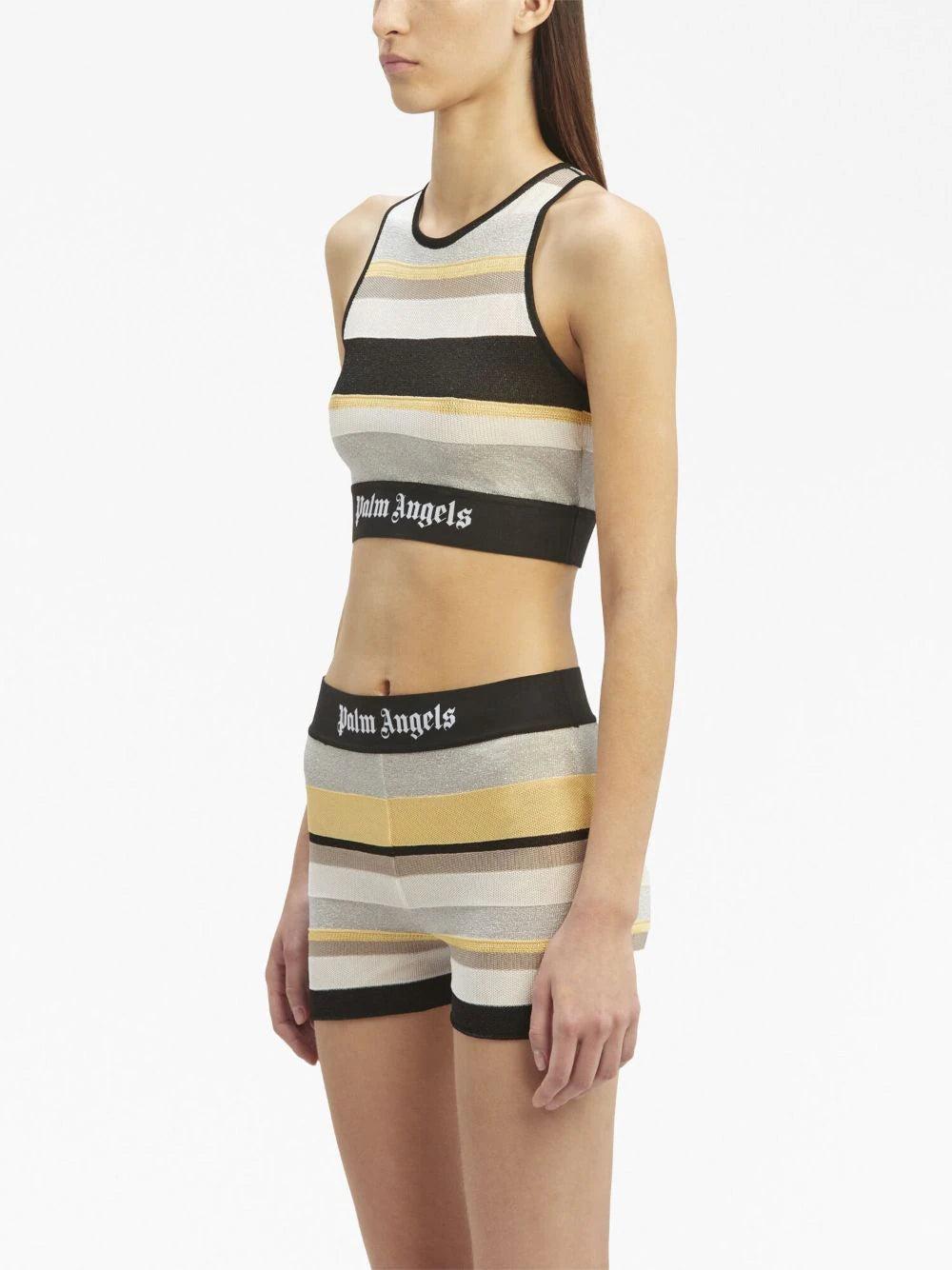PALM ANGELS Striped Lurex Logo Top