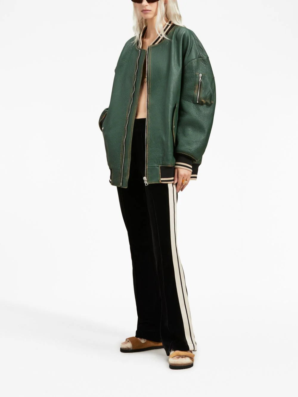 PALM ANGELS Velvet Flare Track Pants