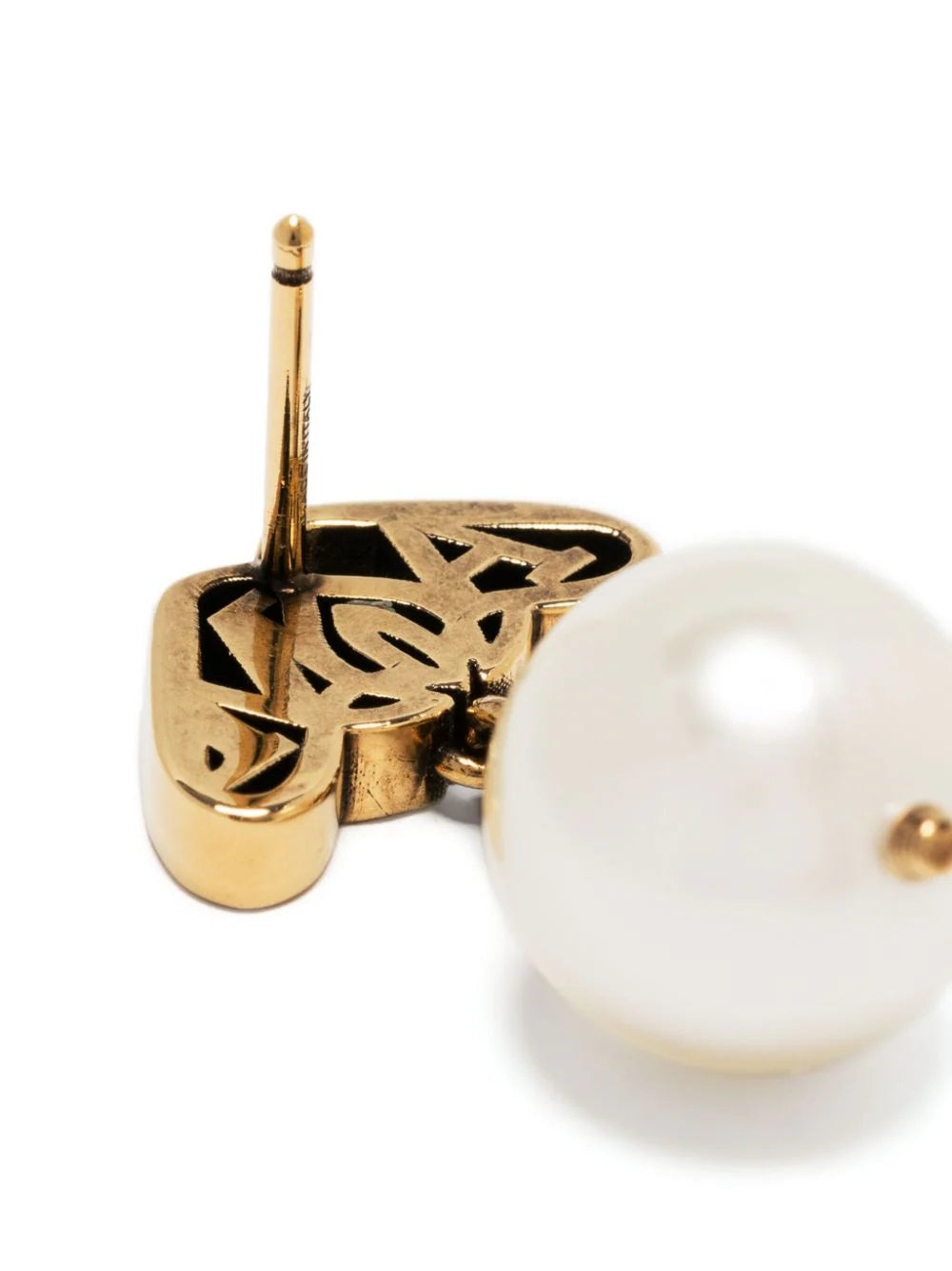 Alexander McQueen Pearl Earrings With Gold Seal Logo