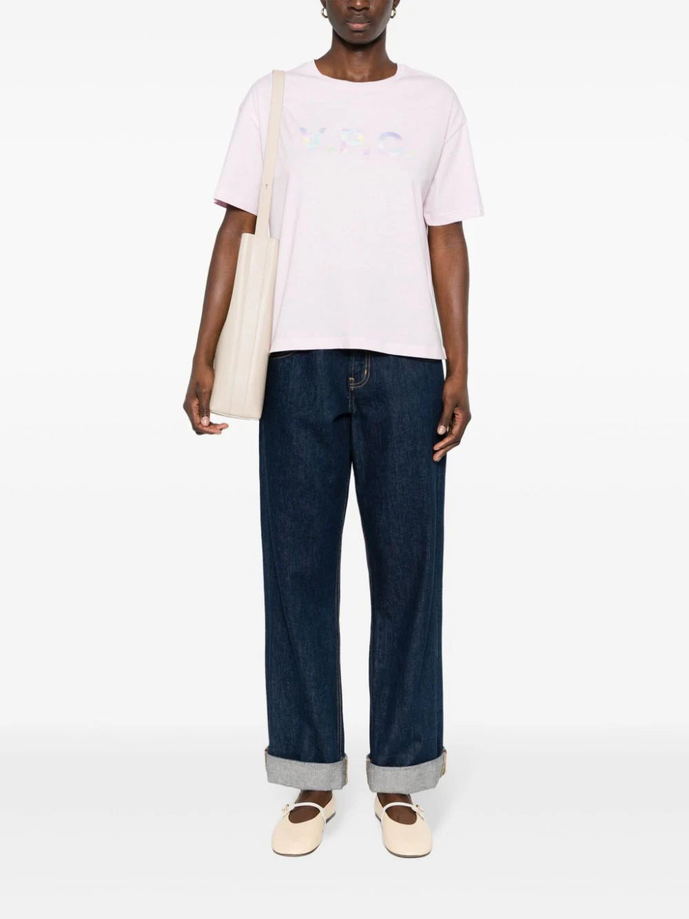 A.P.C. Pink Organic Cotton T-shirt With Multicolored Vpc Logo