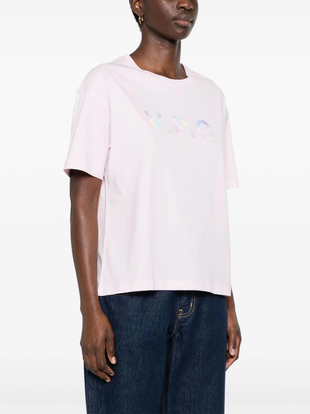 A.P.C. Pink Organic Cotton T-shirt With Multicolored Vpc Logo