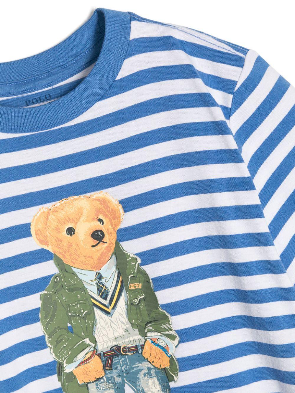 Ralph Lauren Kids Polo Bear Striped Cotton Jersey T-shirt