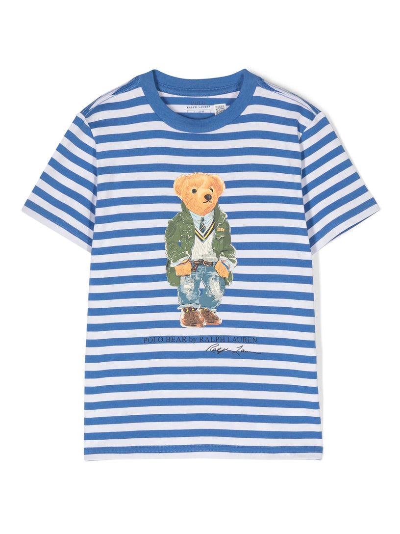 Ralph Lauren Kids Polo bear striped cotton jersey t-shirt