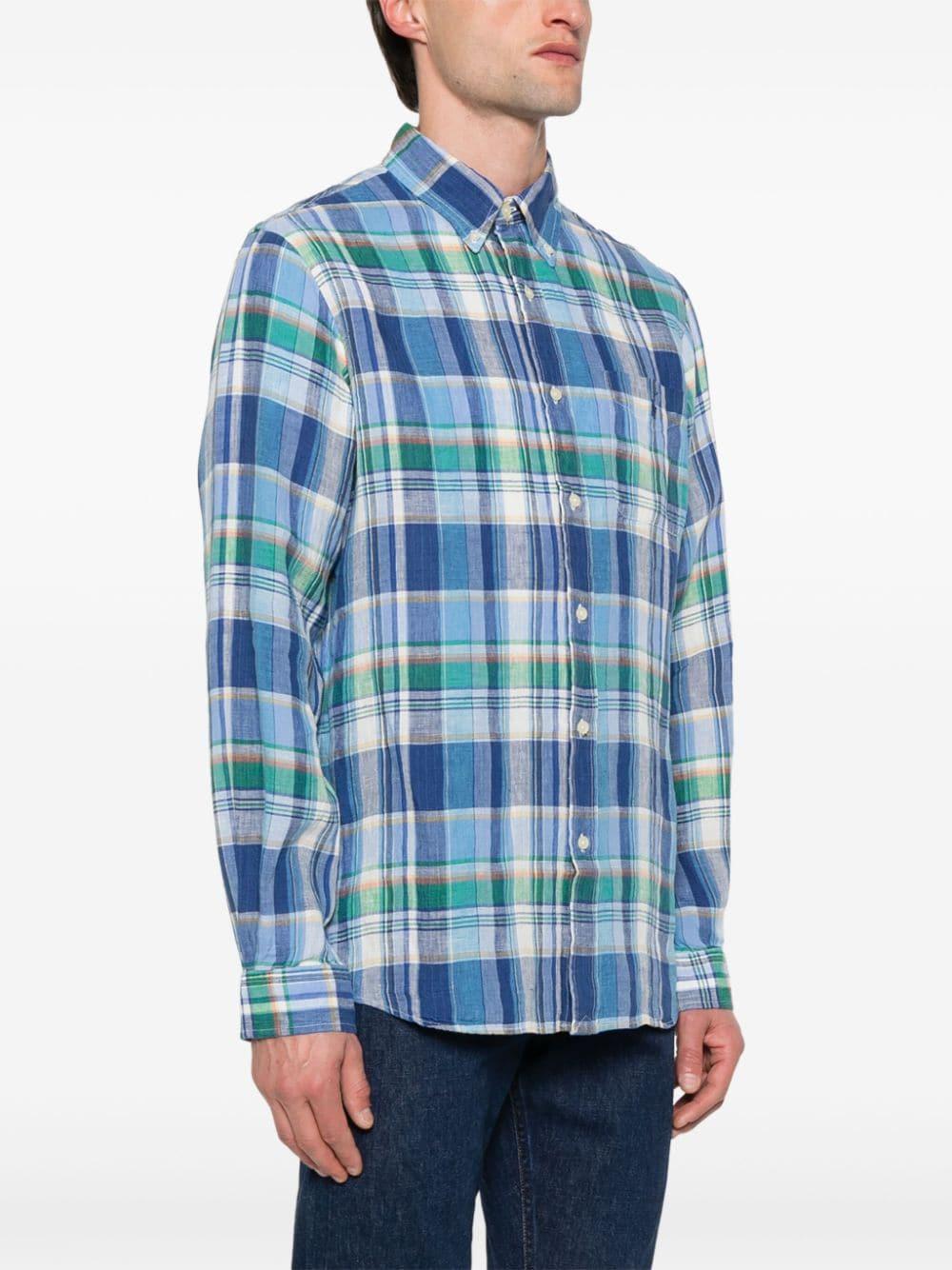 POLO RALPH LAUREN Custom Fit Plaid Linen Shirt
