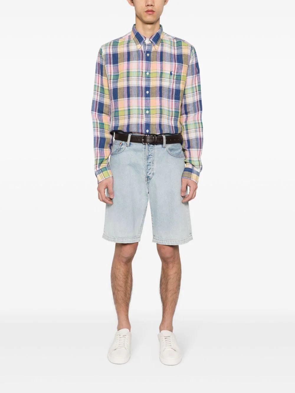 POLO RALPH LAUREN Custom Fit Plaid Linen Shirt