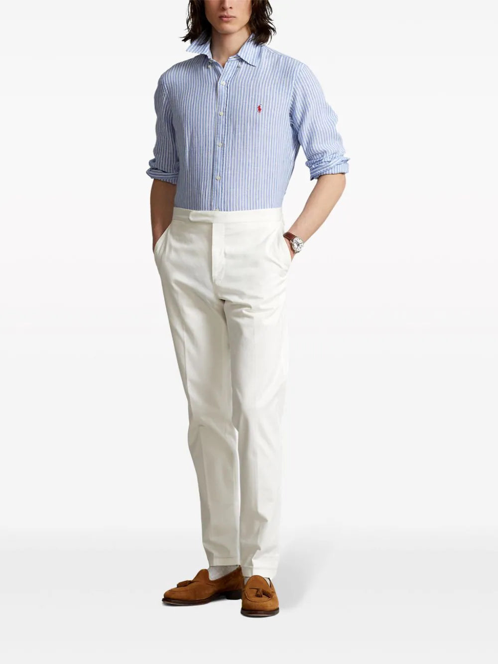 POLO RALPH LAUREN Custom Fit Striped Linen Shirt