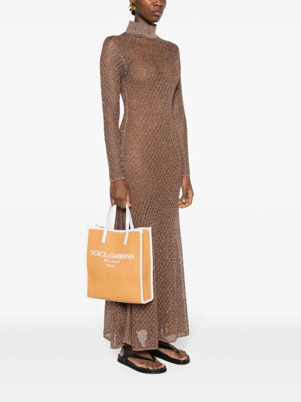 Dolce & Gabbana Raffia Shopper With Dolce&gabbana Milano Logo