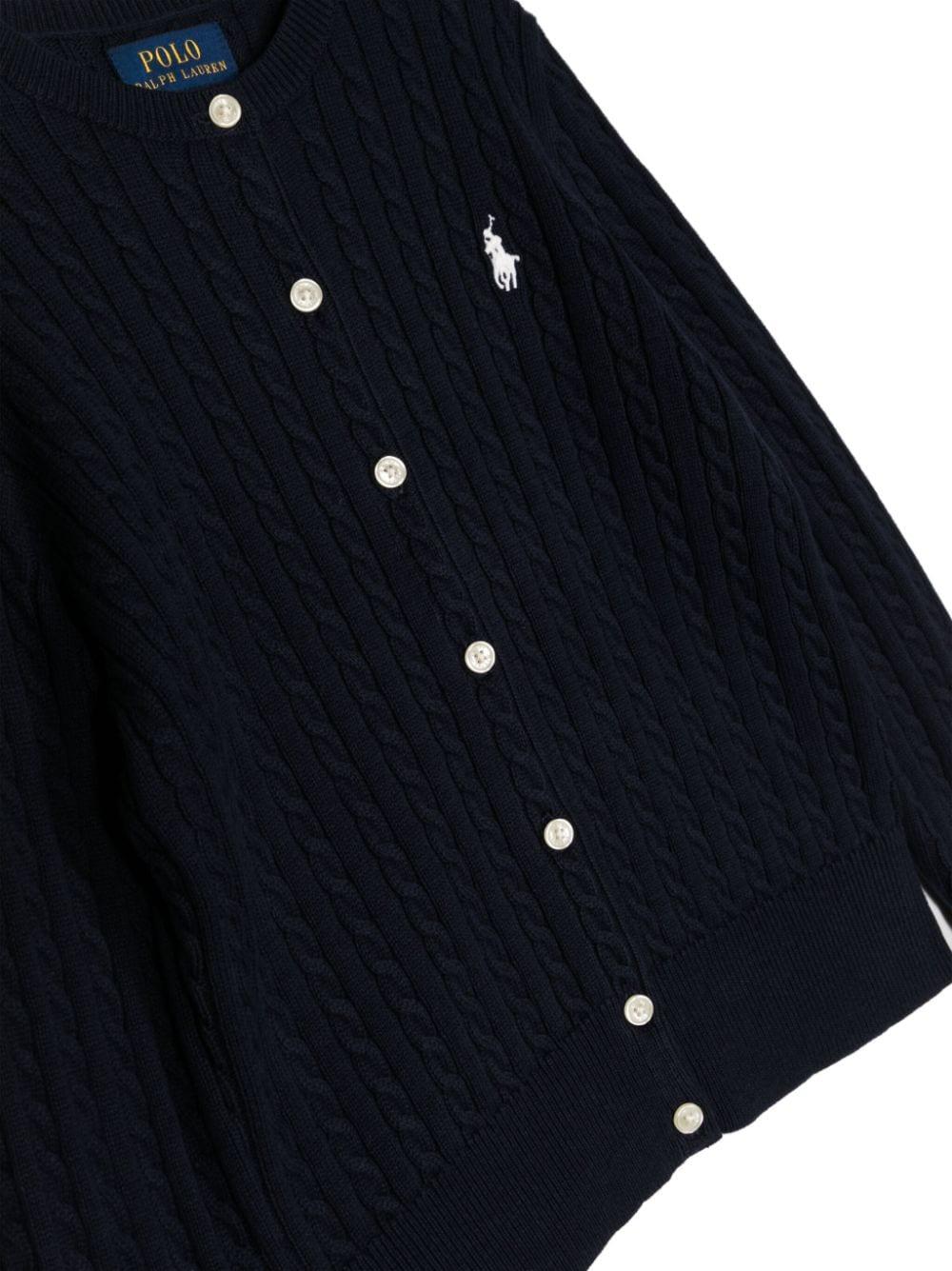 Ralph Lauren Kids Cotton Cardigan With Fine Cables