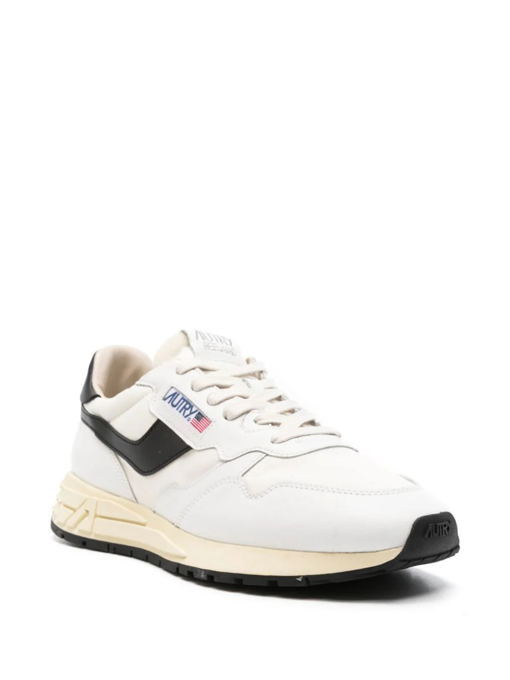 AUTRY Reelwind Low Sneakers In Black And White Nylon And Leather