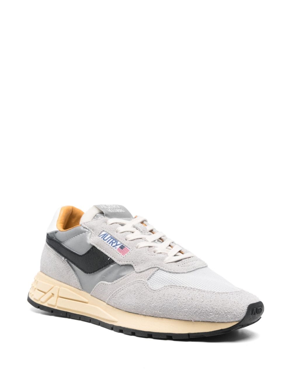 AUTRY Reelwind Low Sneakers In Cracked Leather And Reflective Nylon
