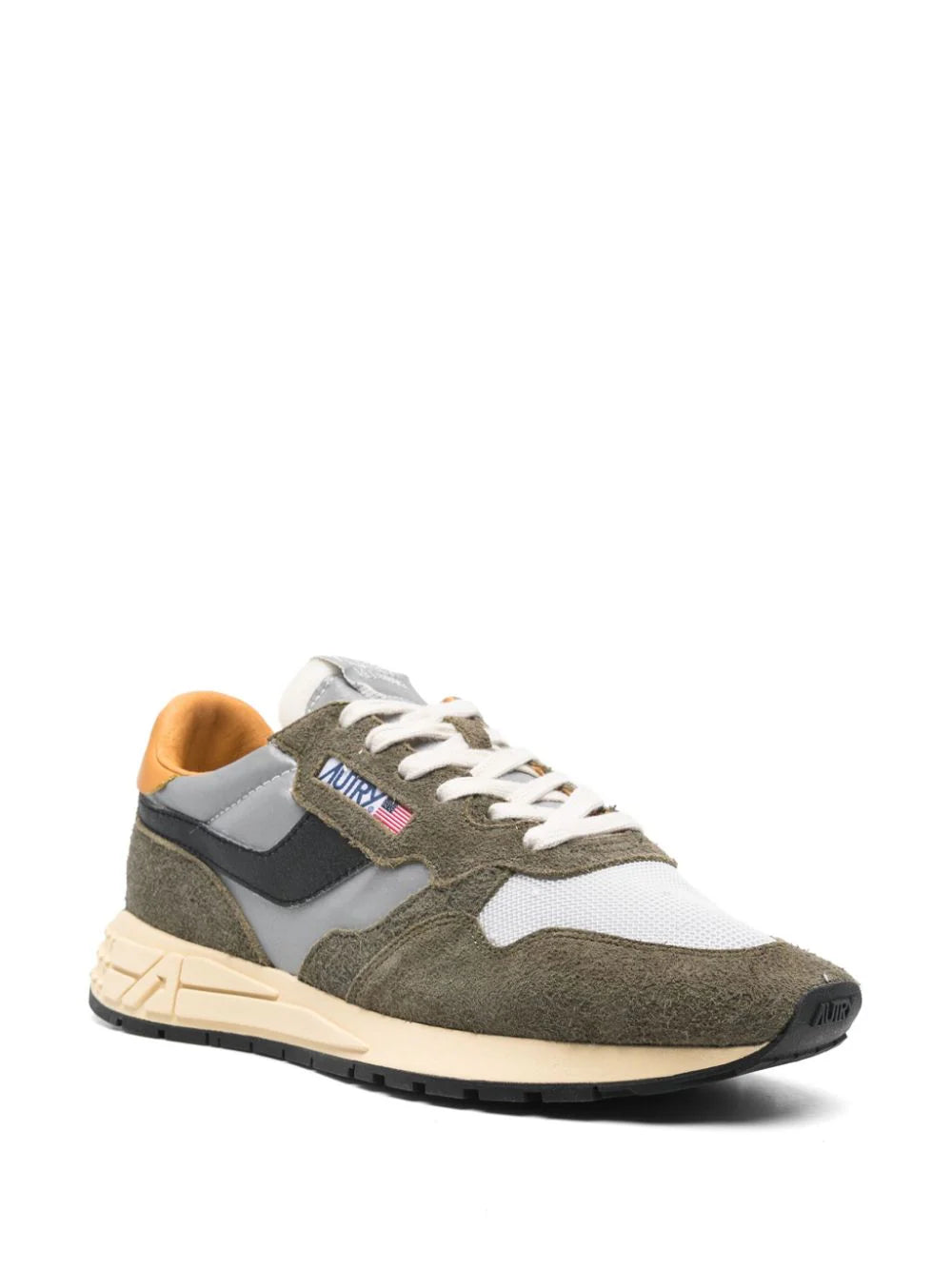 AUTRY Reelwind Low Sneakers In Cracked Leather And Reflective Nylon