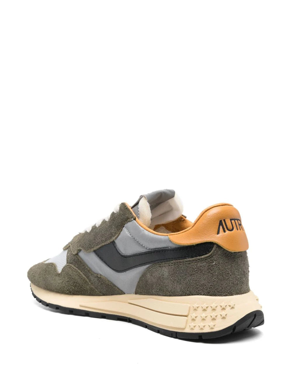 AUTRY Reelwind Low Sneakers In Cracked Leather And Reflective Nylon