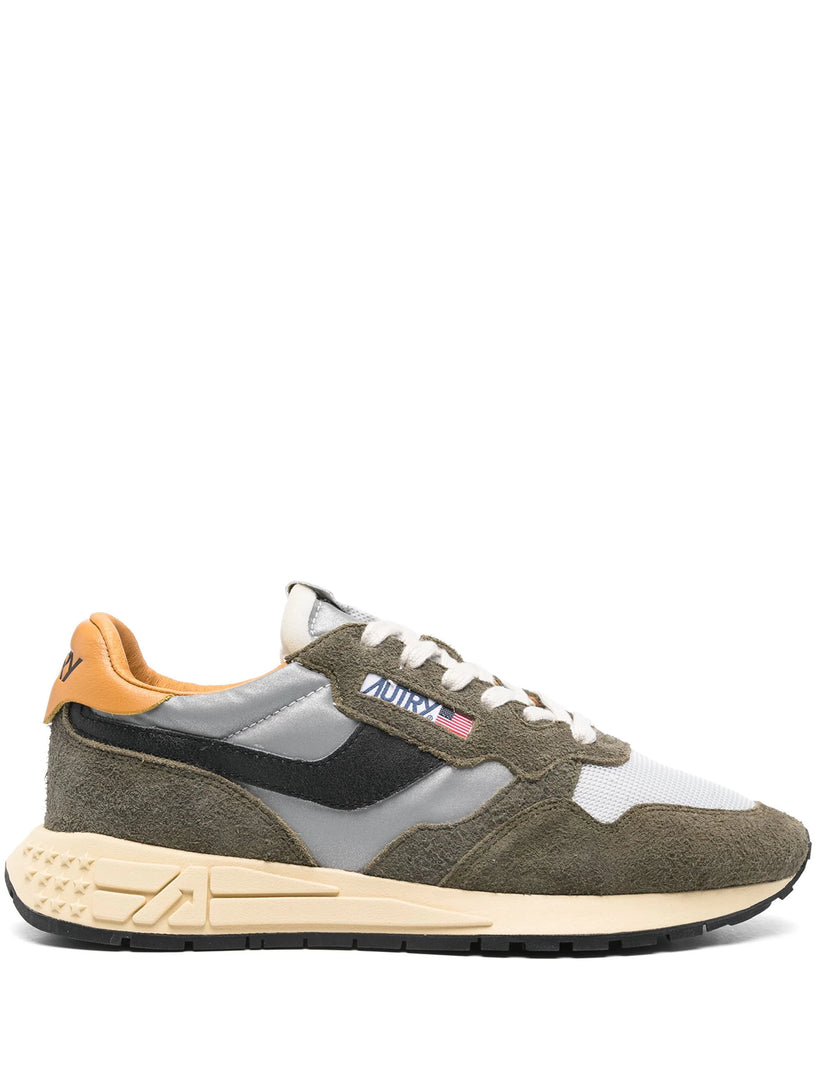 AUTRY Reelwind low sneakers in cracked leather and reflective nylon