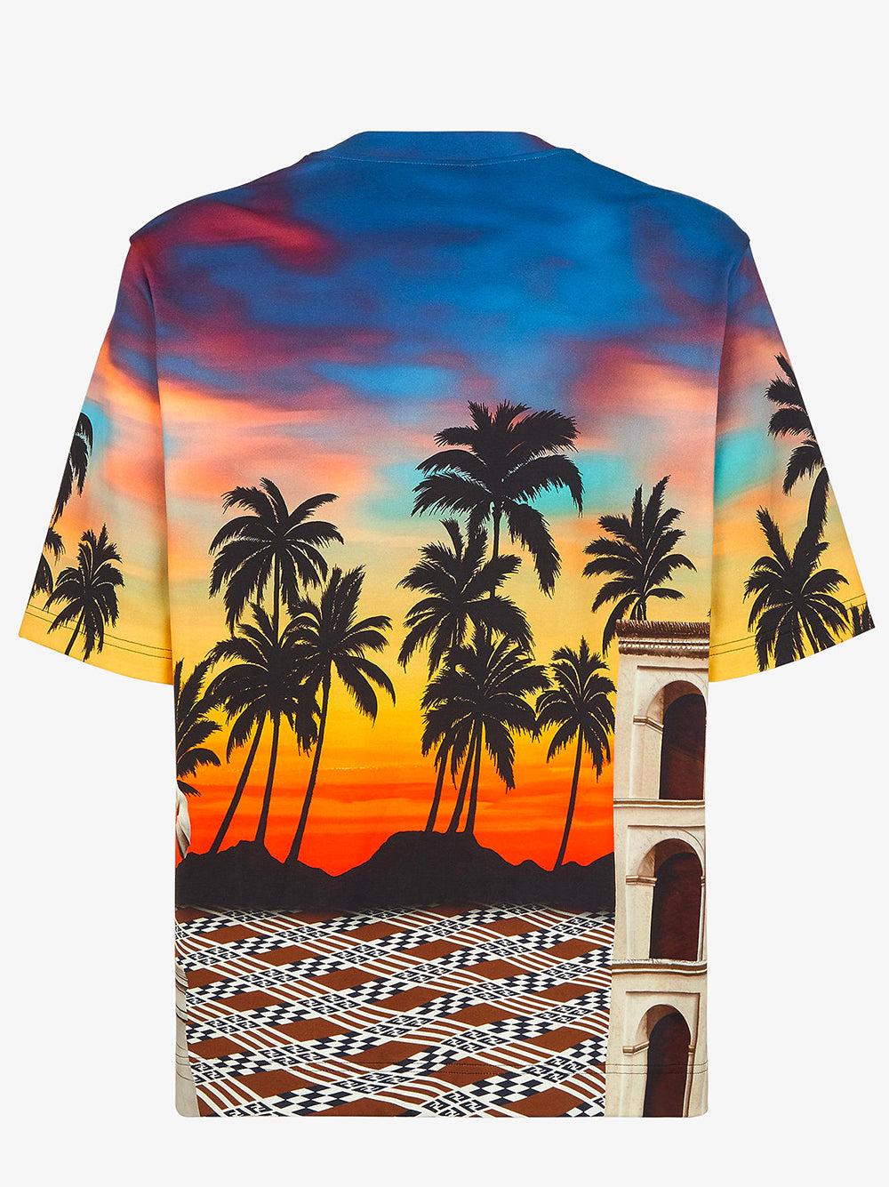 FENDI Regular T-shirt In Multicolour Printed Poplin