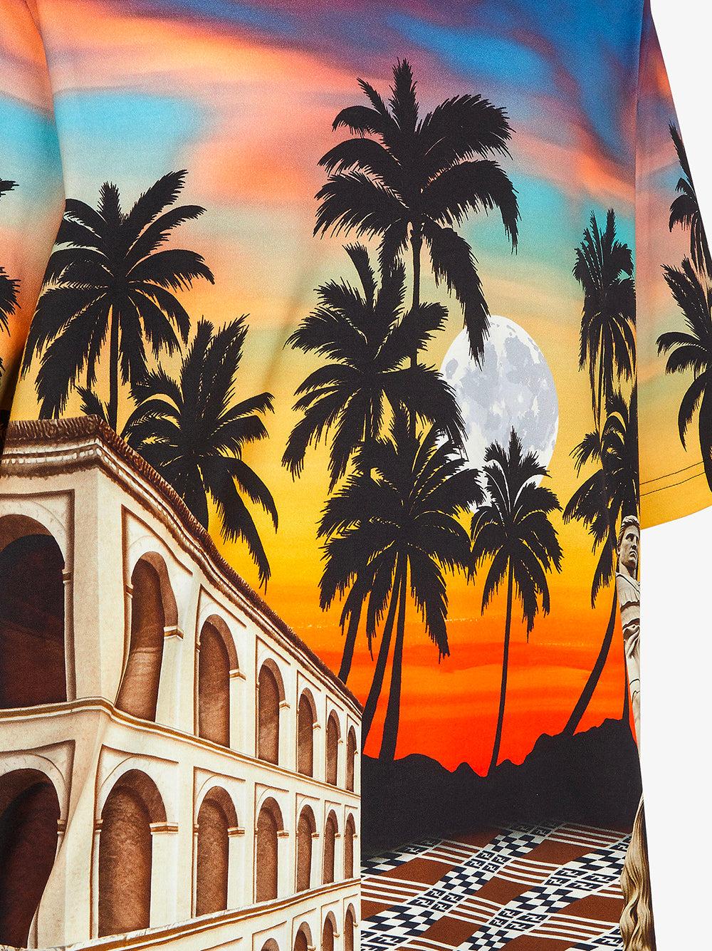 FENDI Regular T-shirt In Multicolour Printed Poplin