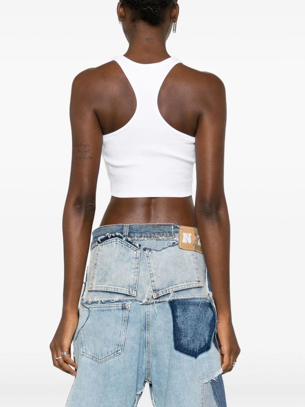 OFF-WHITE Ribbed Top With Olympic Neckline And Off Logo