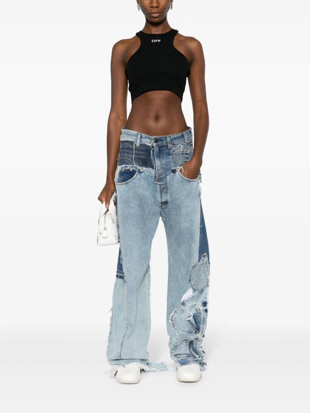 OFF-WHITE Ribbed Top With Olympic Neckline And Off Logo