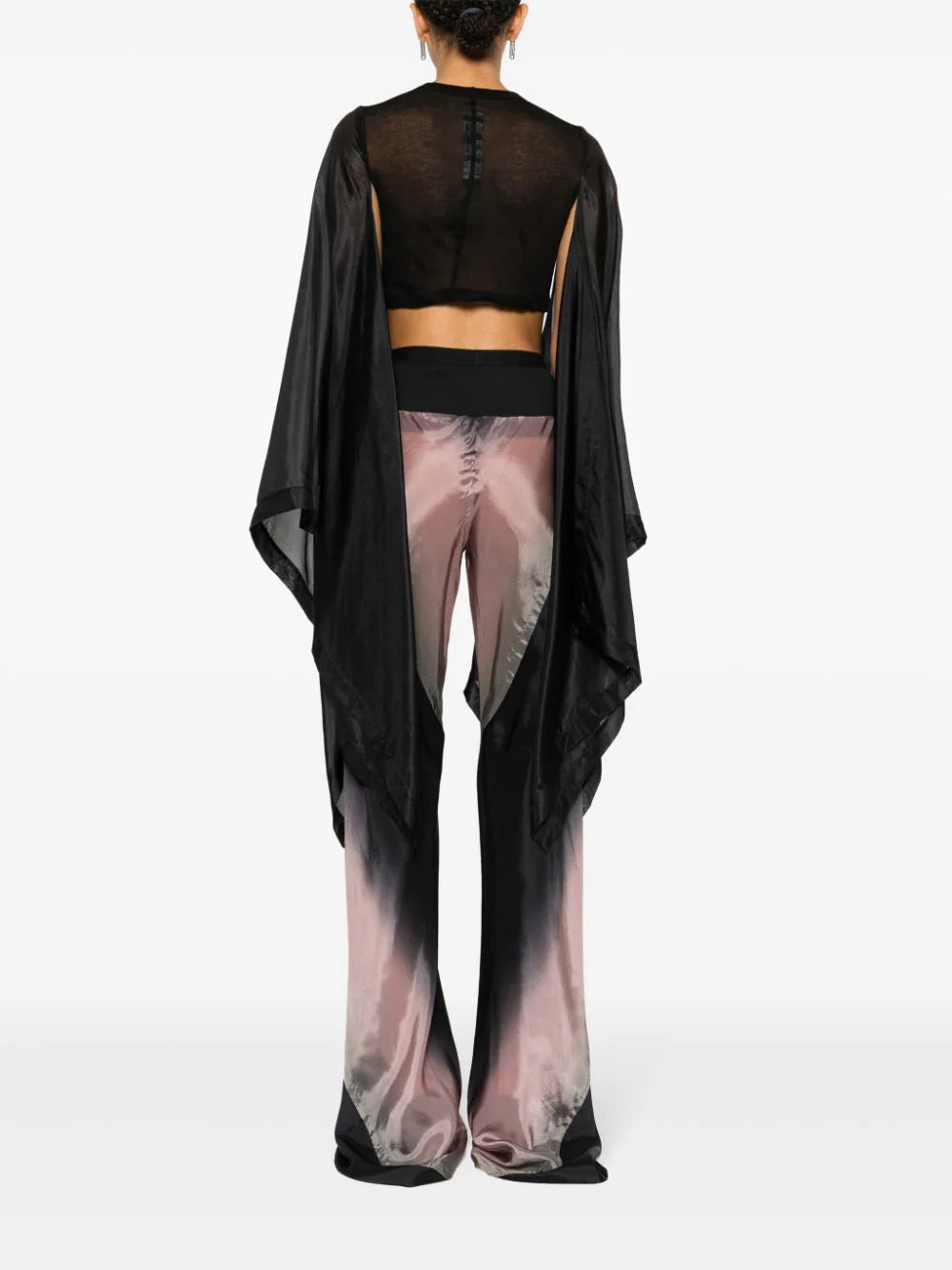 RICK OWENS Crop Top In Black Cotton And Silk