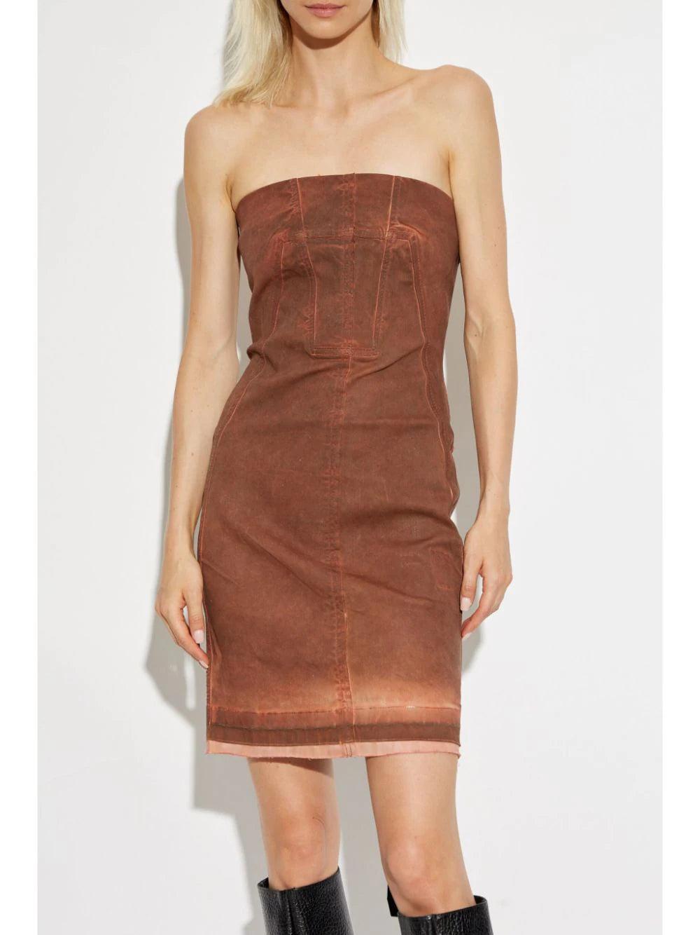 Rick Owens DRKSHDW Splintered Denim Bustier Dress