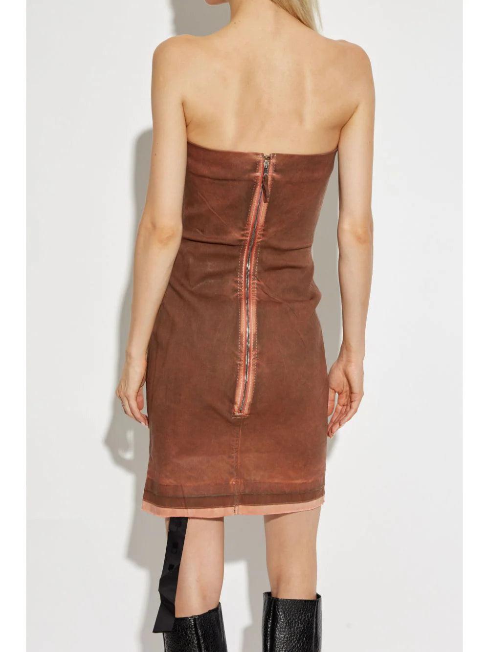 Rick Owens DRKSHDW Splintered Denim Bustier Dress