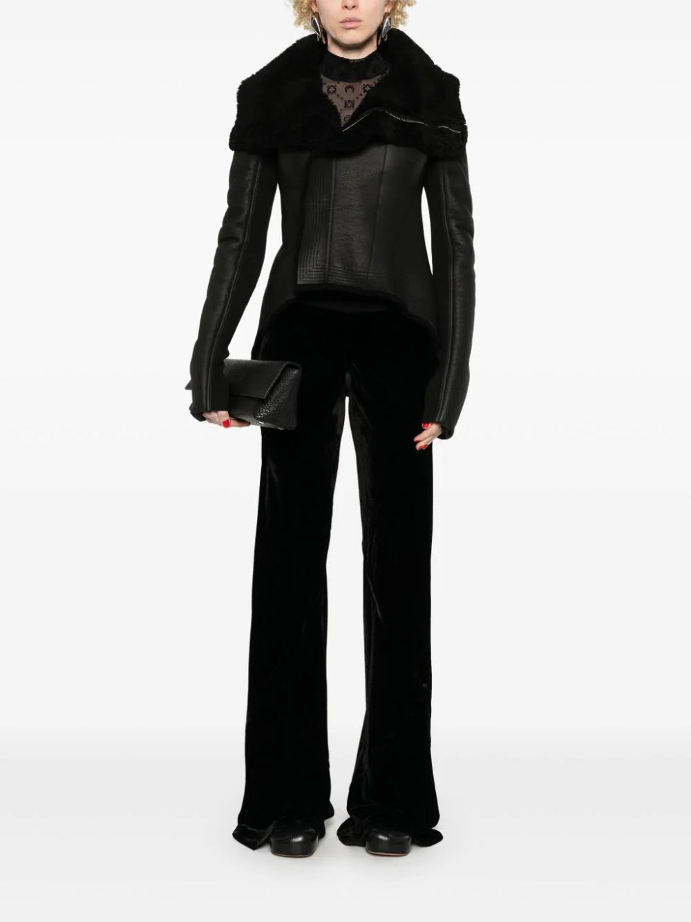 RICK OWENS Naska Biker In Merino Shearling