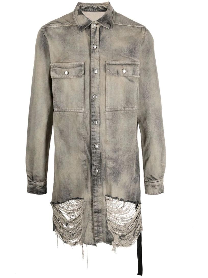 RICK OWENS Outershirt in 58 mineral fringed
