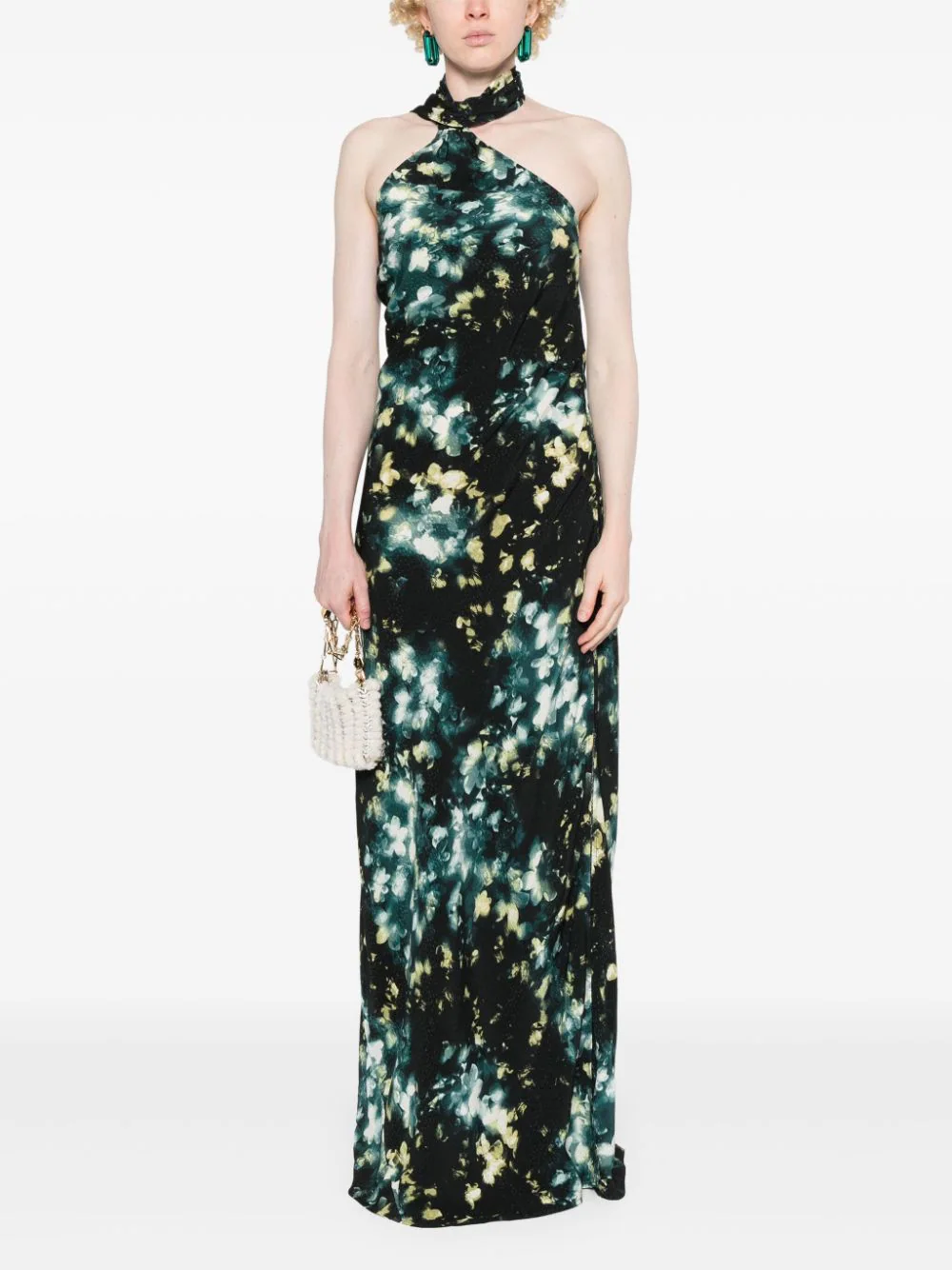 ROTATE Asymmetric Maxi Dress Flower Print