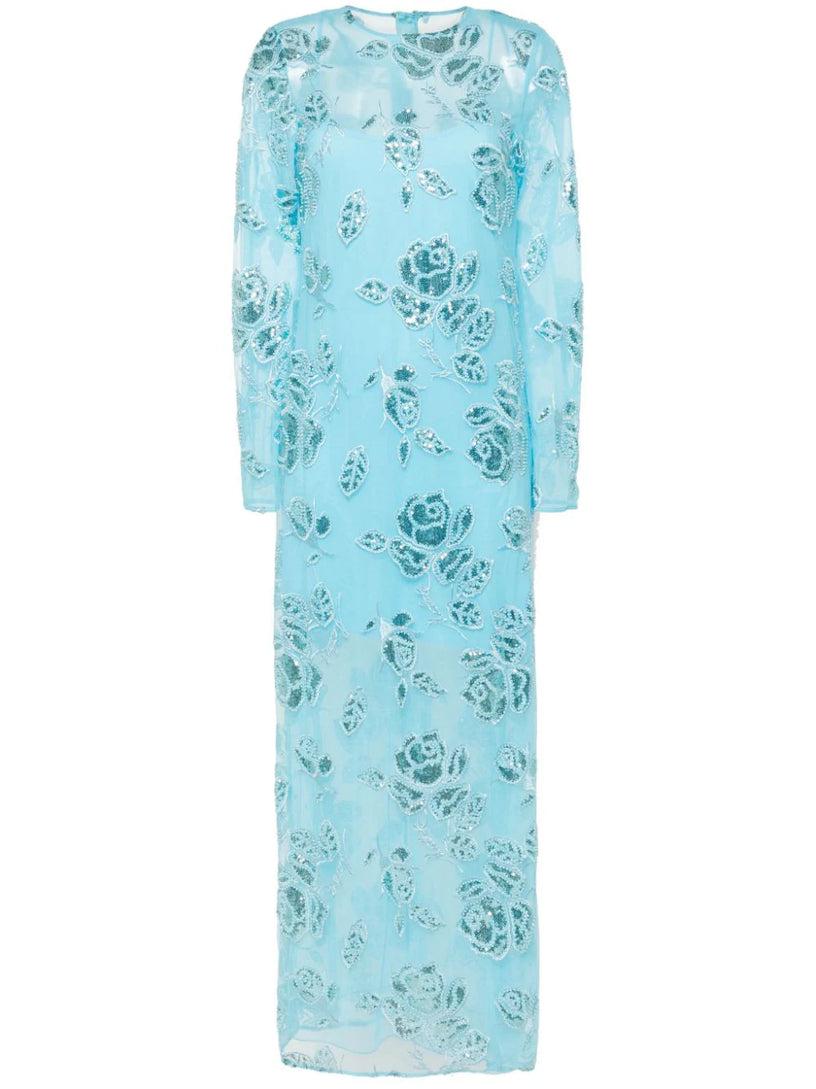 ROTATE Beaded midi dress blue