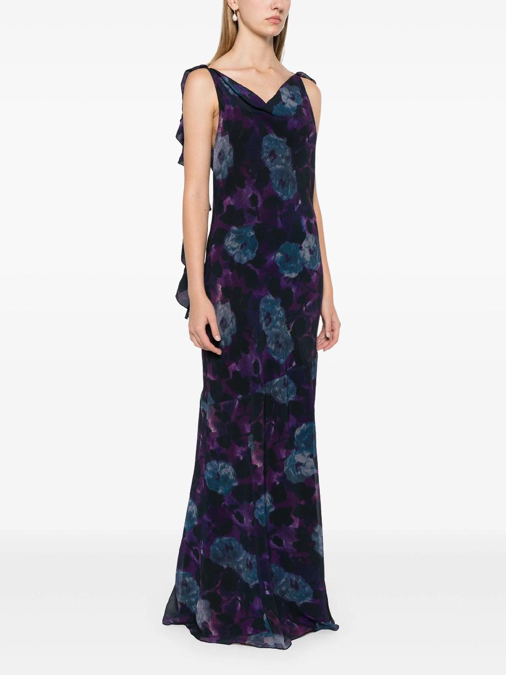 ROTATE Chiffon Ruffle Maxi Dress