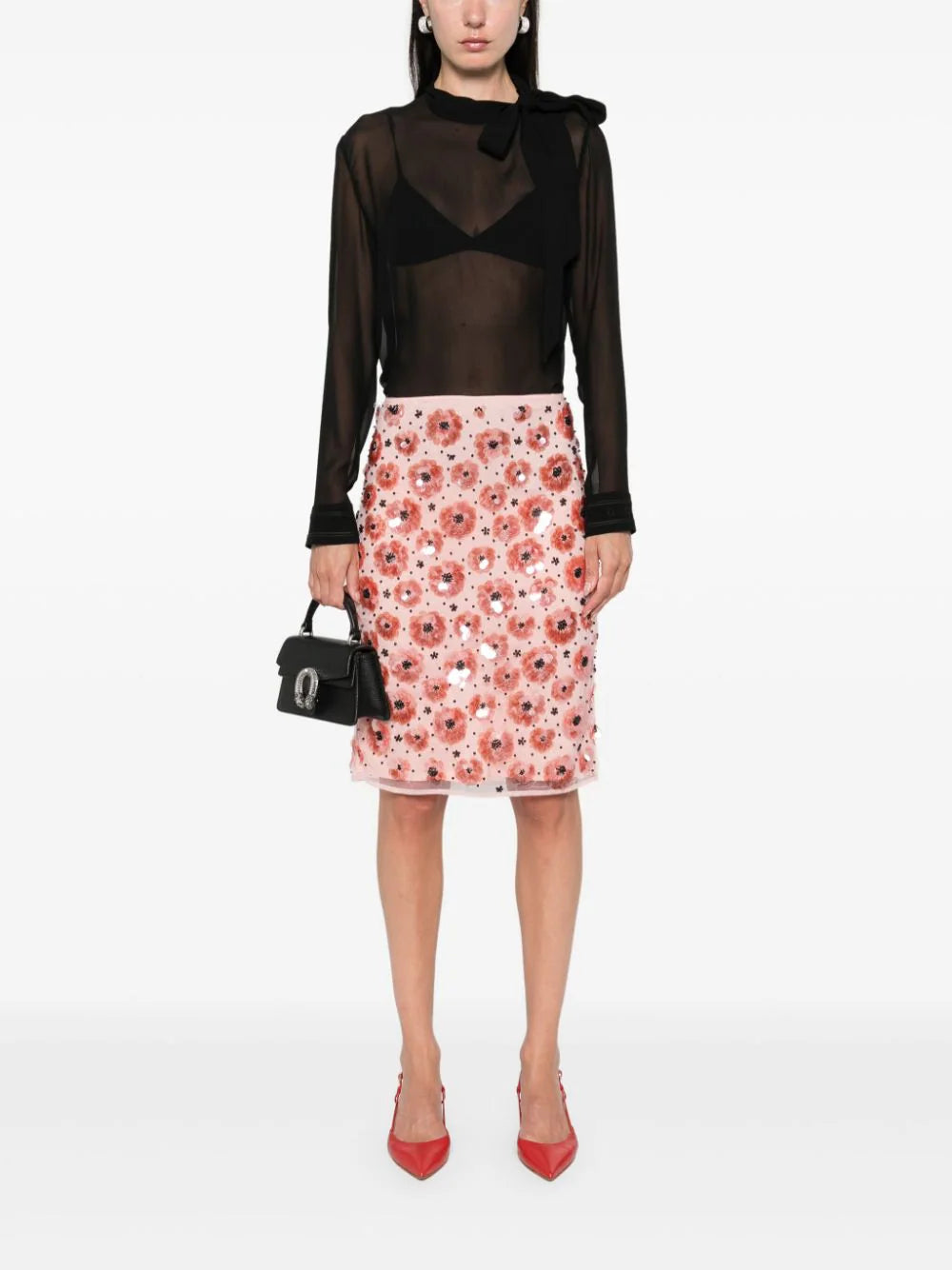 ROTATE Flower-sequins Skirt